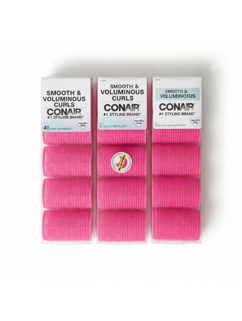 Set Of 3 Conair Self-Grip Hair Rollers, X-Large, 4 Ct For Voluminous Curls